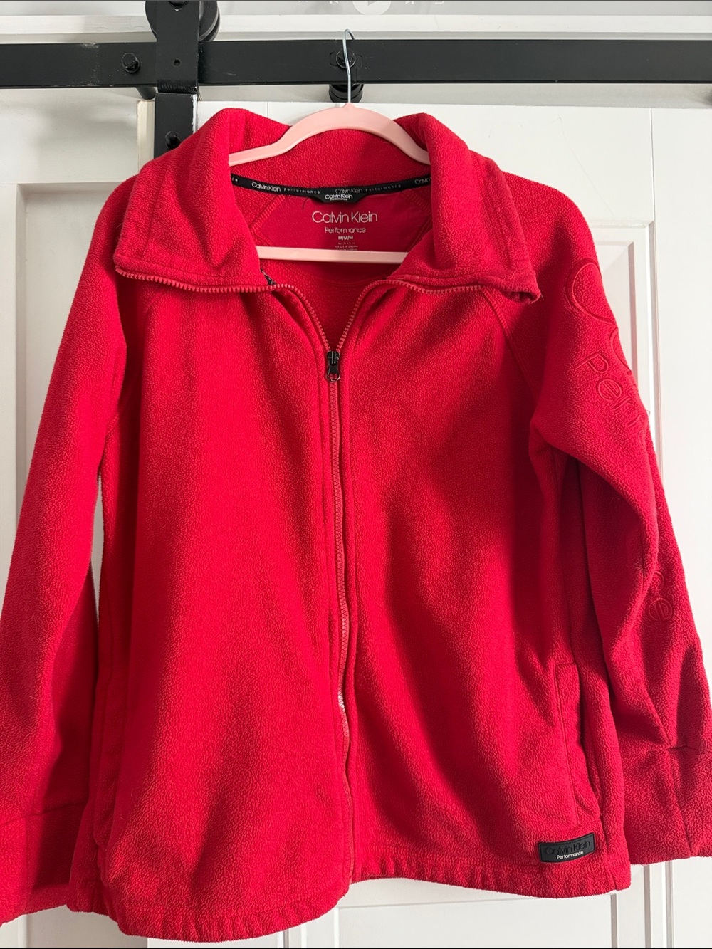 Calvin Klein Bright Red Full-Zip Fleece Jacket